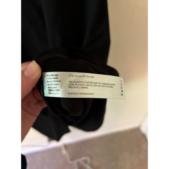 Eileen Fisher Petite Small Stretchy Comfortable Black Long Sleeved Dress - Picture 7 of 7